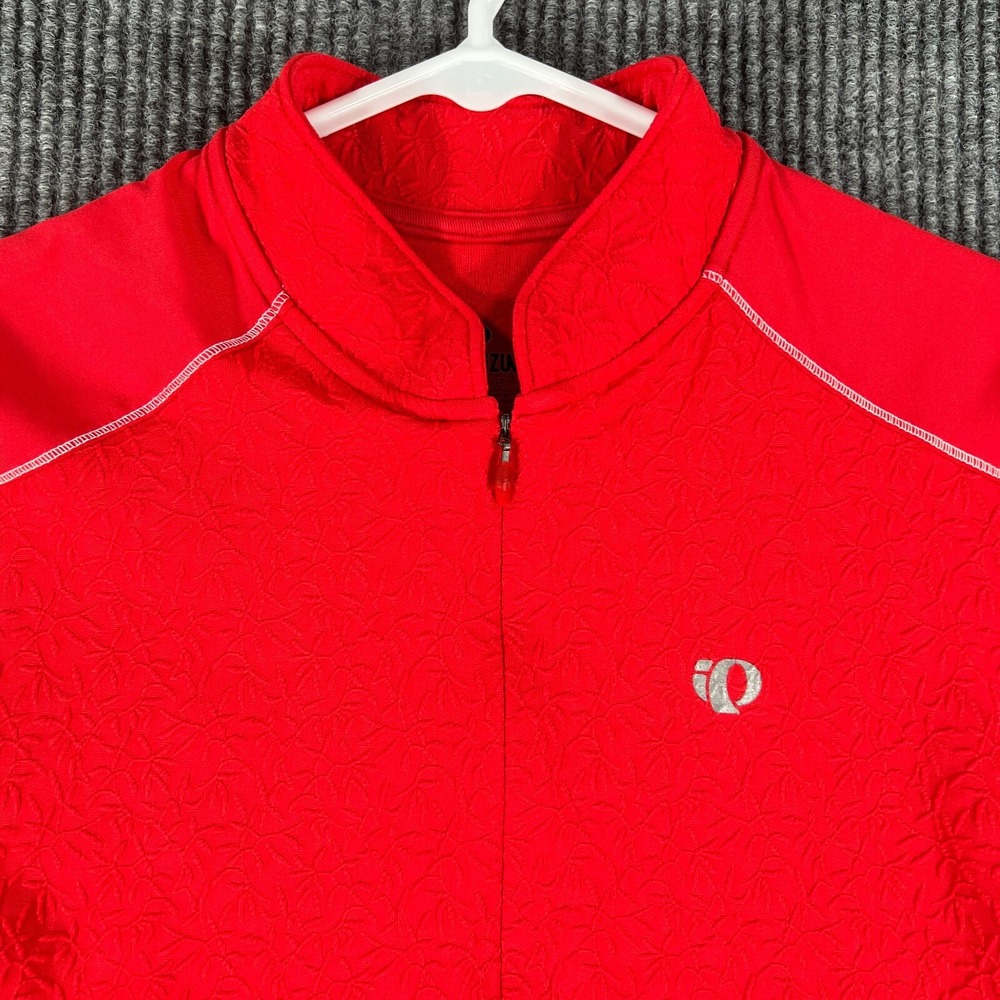 Pearl Izumi Womens Shirt Jersey Large Red Short Sleeve 1/2 Zip Lightweight